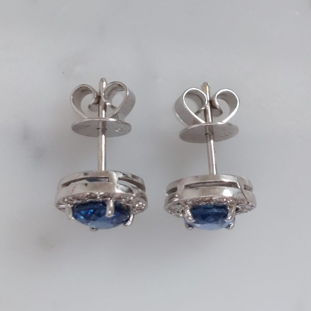 Sapphire and Diamond Cluster Earrings