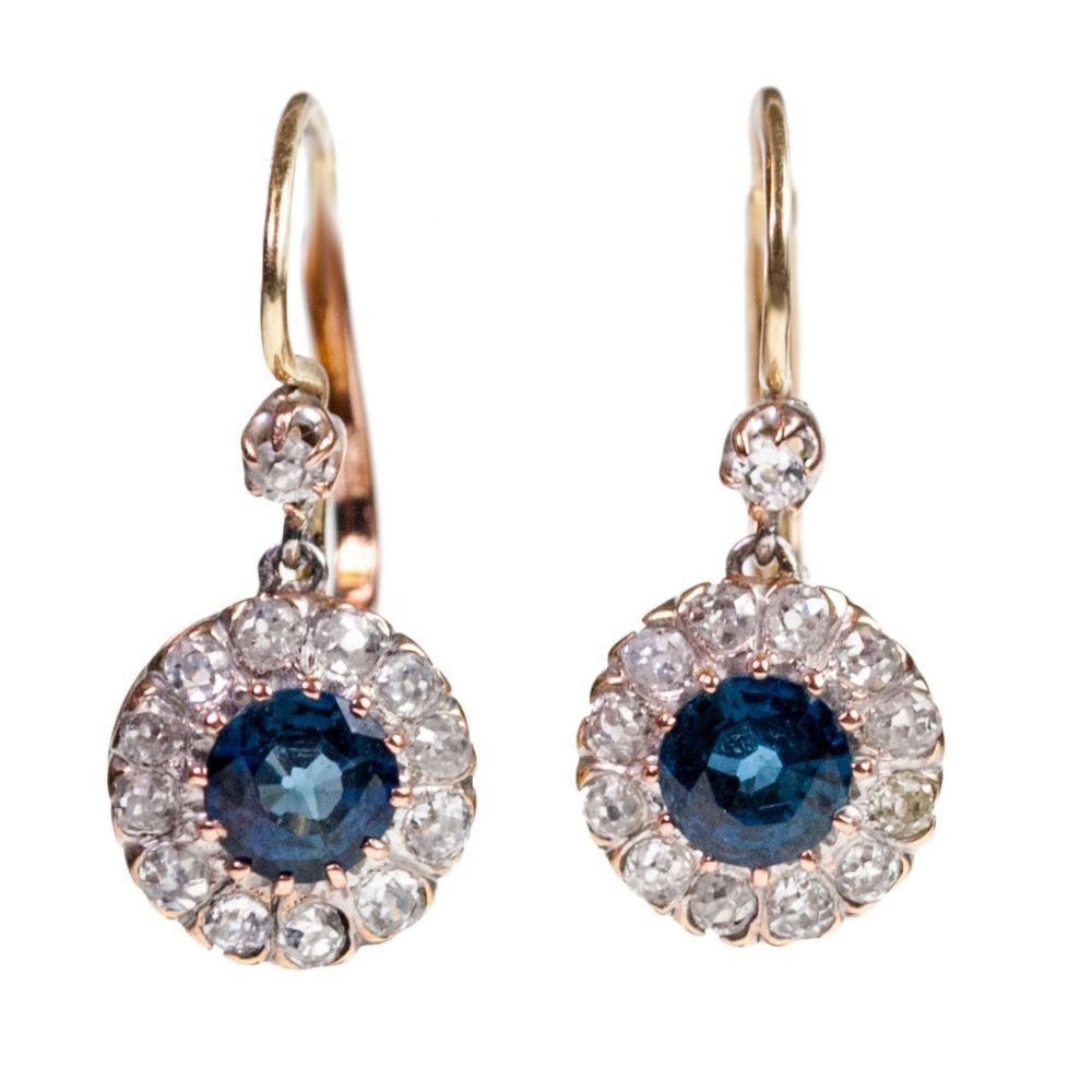 Vintage Sapphire and Diamond Earrings