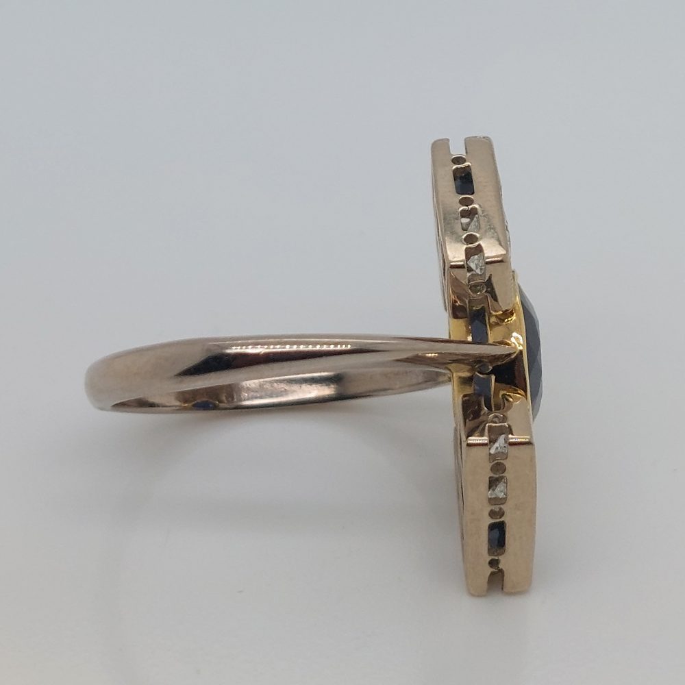 Vintage Sapphire and Diamond Plaque Ring