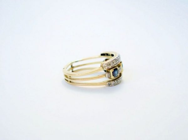 Vintage Sapphire and Diamond Three Row Band Ring