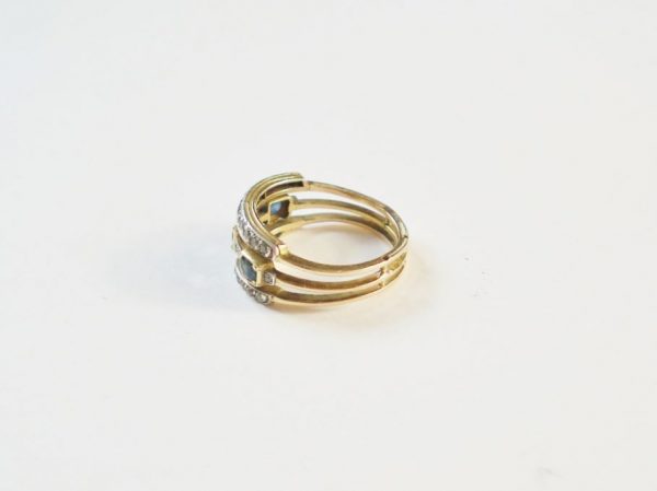 Vintage Sapphire and Diamond Three Row Band Ring