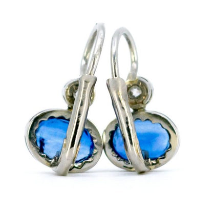 Vintage Sapphire and Old Mine Cut Diamond Drop Earrings