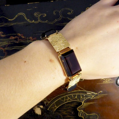 Vintage Smokey Quartz Panel Bracelet, Circa 1970