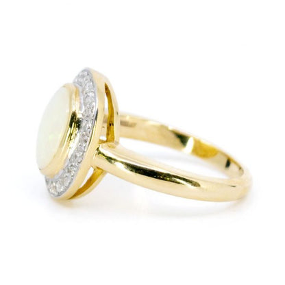 Vintage Style 1.50ct Opal and Diamond Cluster Ring