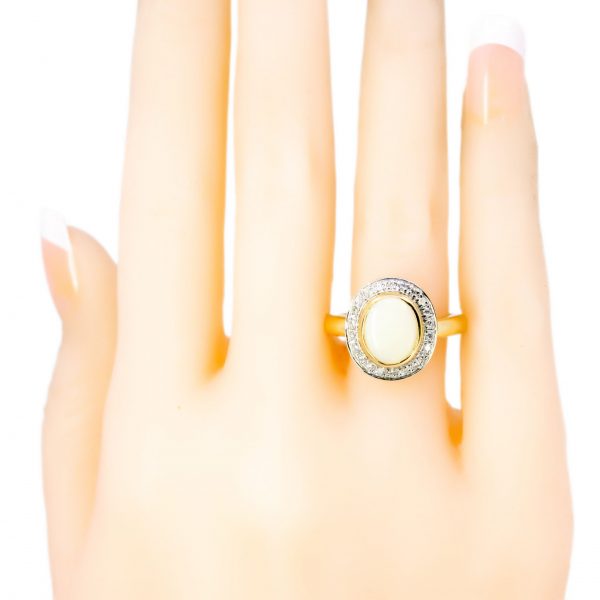 Vintage Style 1.50ct Opal and Diamond Cluster Ring