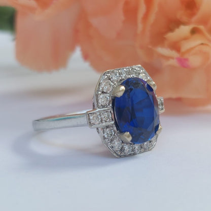 Vintage Tanzanite and Diamond Cluster Ring, 4cts