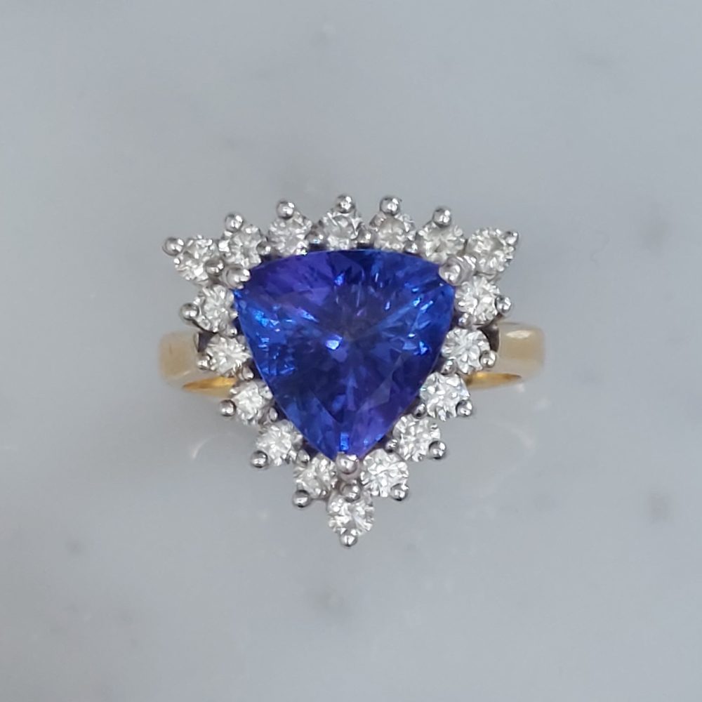 Vintage Tanzanite and Diamond Ring