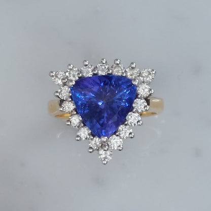 Vintage Tanzanite and Diamond Ring