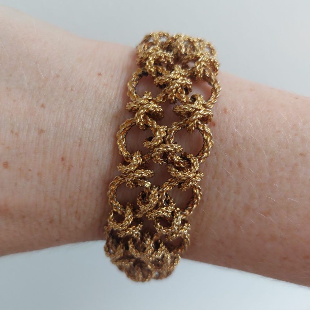 Vintage Textured Gold Double Link Bracelet