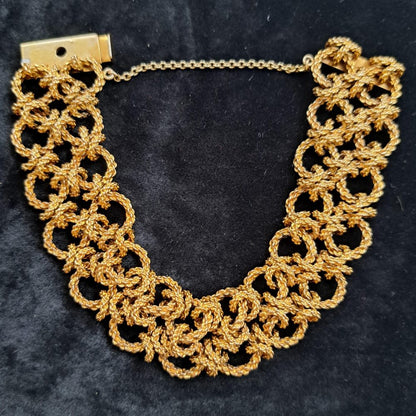 Vintage Textured Gold Double Link Bracelet