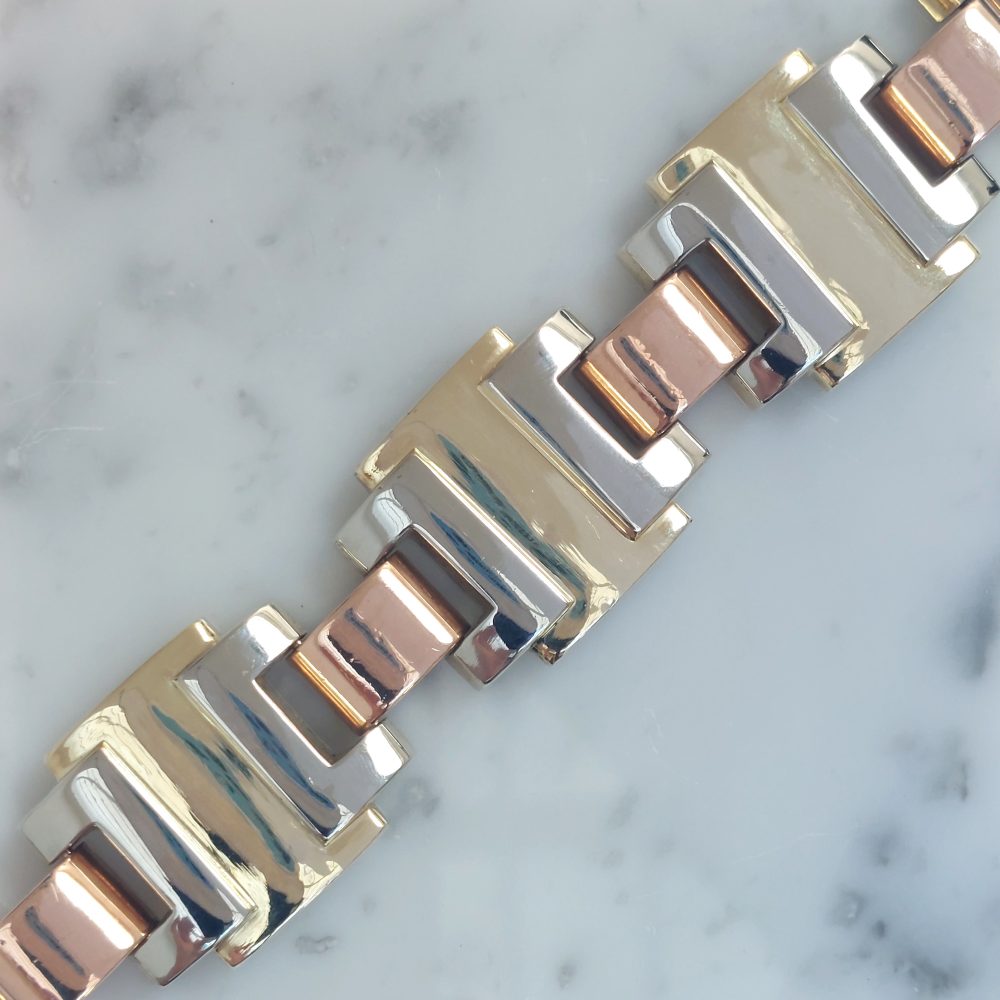 Vintage Three Colour Gold Tank Bracelet