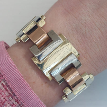Vintage Three Colour Gold Tank Bracelet