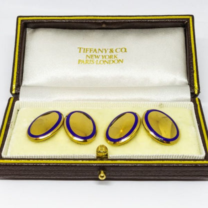 Vintage Tiffany & Co. Gold and Enamel Cufflinks