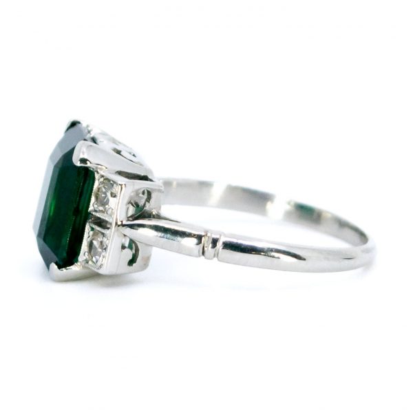 Vintage Tourmaline and Diamond Platinum Ring