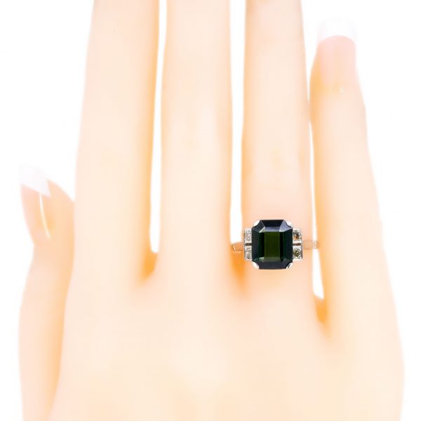 Vintage Tourmaline and Diamond Platinum Ring