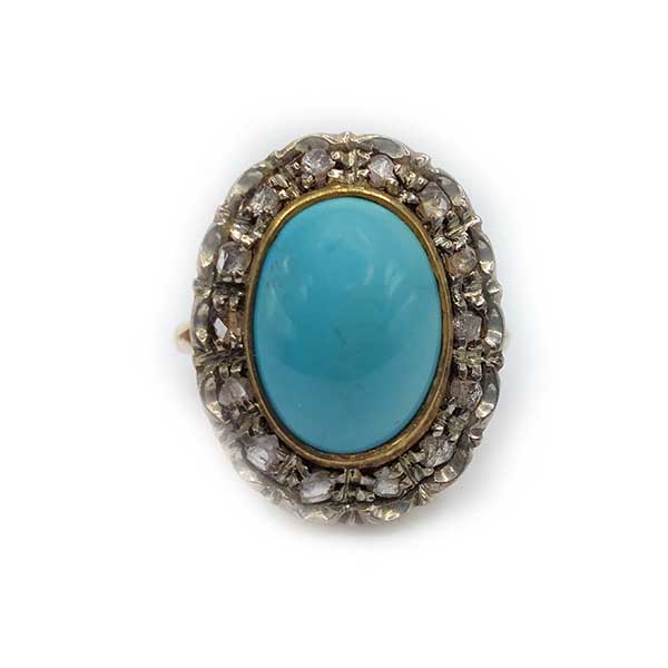 Vintage turquoise and diamond ring