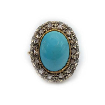 Vintage turquoise and diamond ring