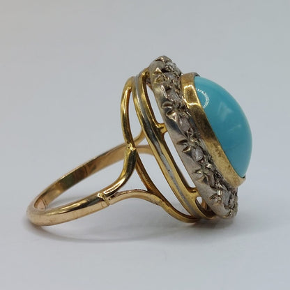 Vintage Turquoise and Diamond Earring and Ring Set