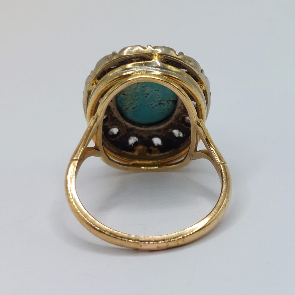 Vintage Turquoise and Diamond Earring and Ring Set
