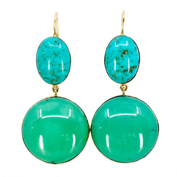Vintage Turquoise Gold Drop Earrings