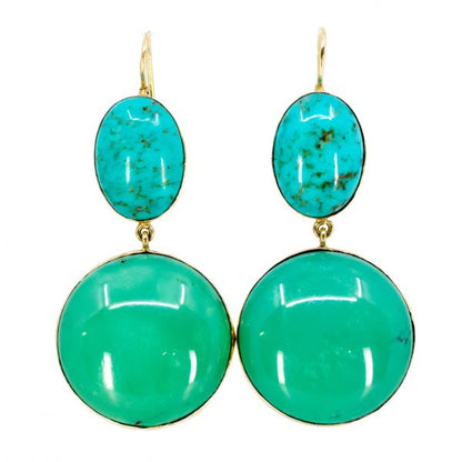 Vintage Turquoise Gold Drop Earrings