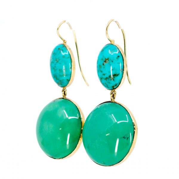 Vintage Turquoise Gold Drop Earrings