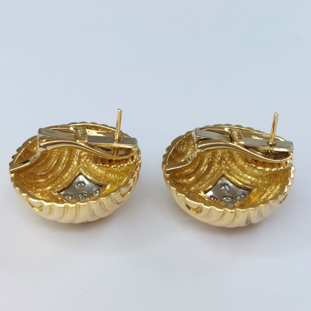 Vintage Van Cleef and Arpels Diamond Set Gold Earrings