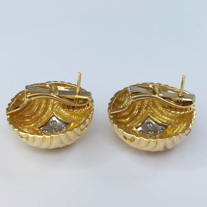 Vintage Van Cleef and Arpels Diamond Set Gold Earrings