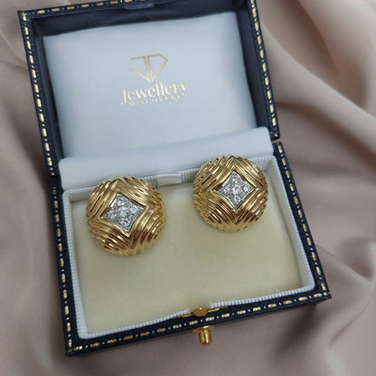 Vintage Van Cleef and Arpels Diamond Set Gold Earrings