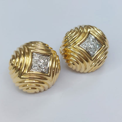 Vintage Van Cleef and Arpels Diamond Set Gold Earrings