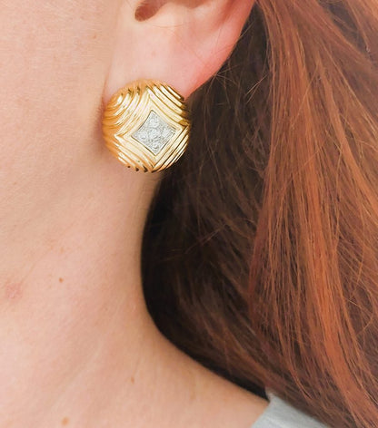 Vintage Van Cleef and Arpels Diamond Set Gold Earrings