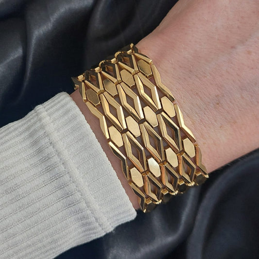 Vintage Wide Gate 18ct Gold Bracelet