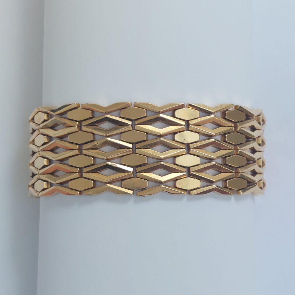 Vintage Wide Gate 18ct Gold Bracelet