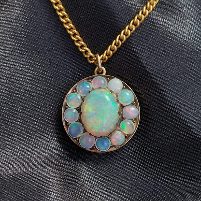 Vintage Opal Cluster Pendant Necklace