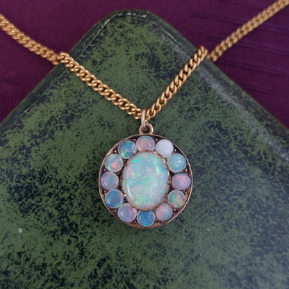 Vintage Opal Cluster Pendant Necklace