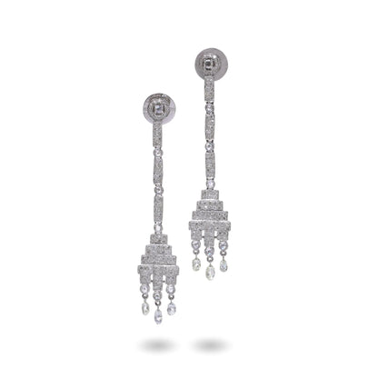 Vintage Art Deco Style Diamond Briolettes Drop Earrings,
