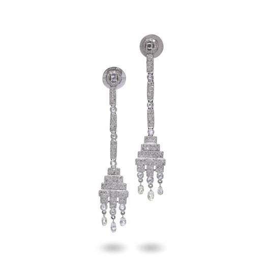 Vintage Art Deco Style Diamond Briolettes Drop Earrings,