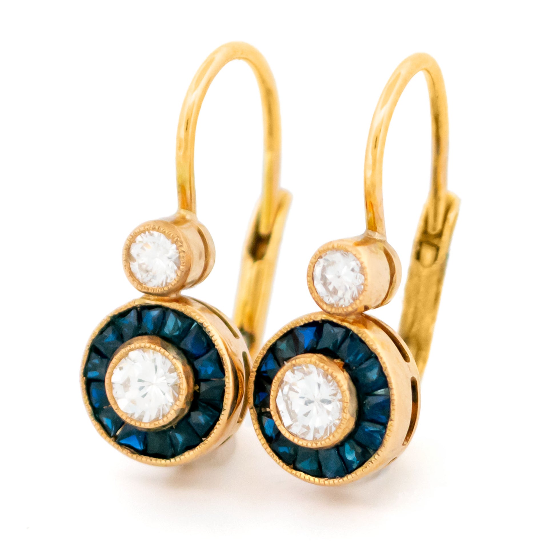 Vintage Diamond Sapphire Yellow Gold Target Earrings 16563-5220