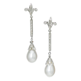 Pearl & Diamond Pendant Earrings