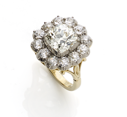 Antique style diamond cluster ring