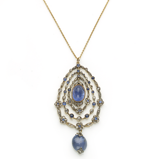 Antique Victorian Sapphire & Diamond Garland Pendant