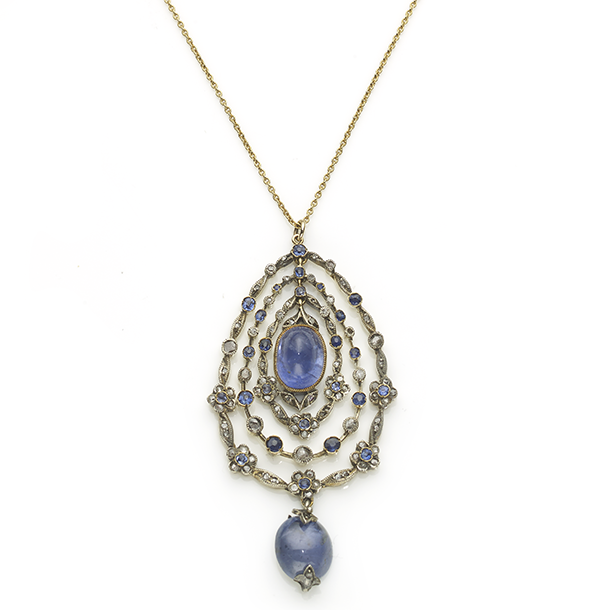 Antique Victorian Sapphire & Diamond Garland Pendant