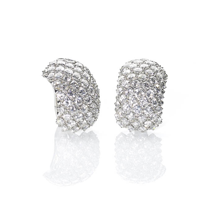 Vintage Bombé Style Diamond Ear Clips