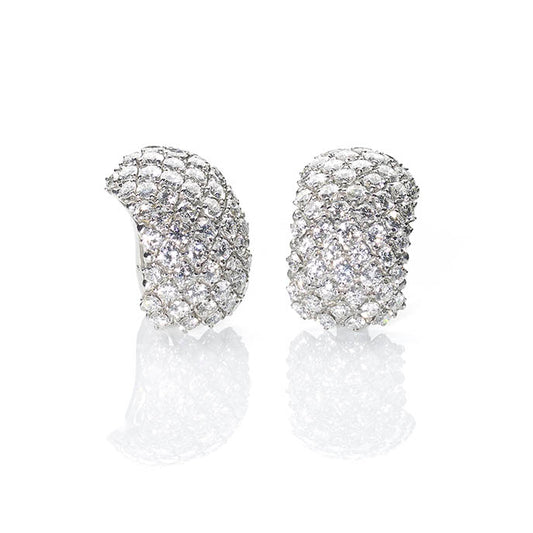 Vintage Bombé Style Diamond Ear Clips
