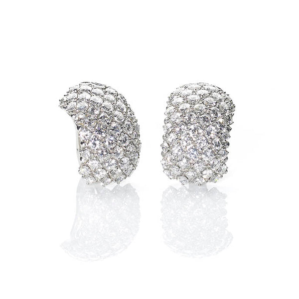 Vintage Bombé Style Diamond Ear Clips