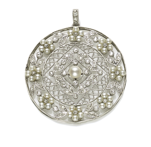 Antique Edwardian Pearl and Diamond Pendant