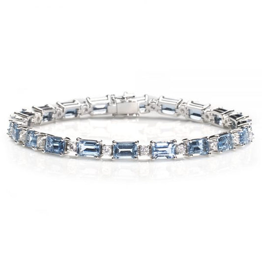 Aquamarine and Diamond Link Bracelet