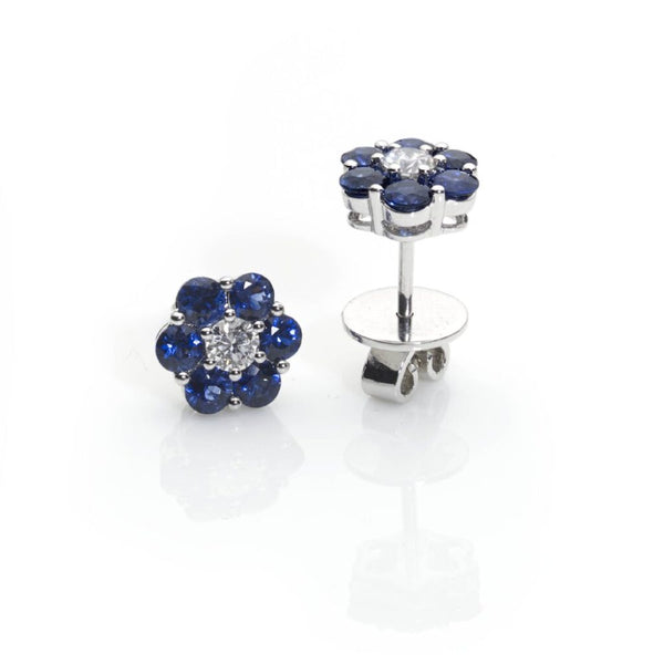 Sapphire & Diamond Cluster Earrings