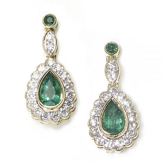 Emerald and Diamond Drop Earrings