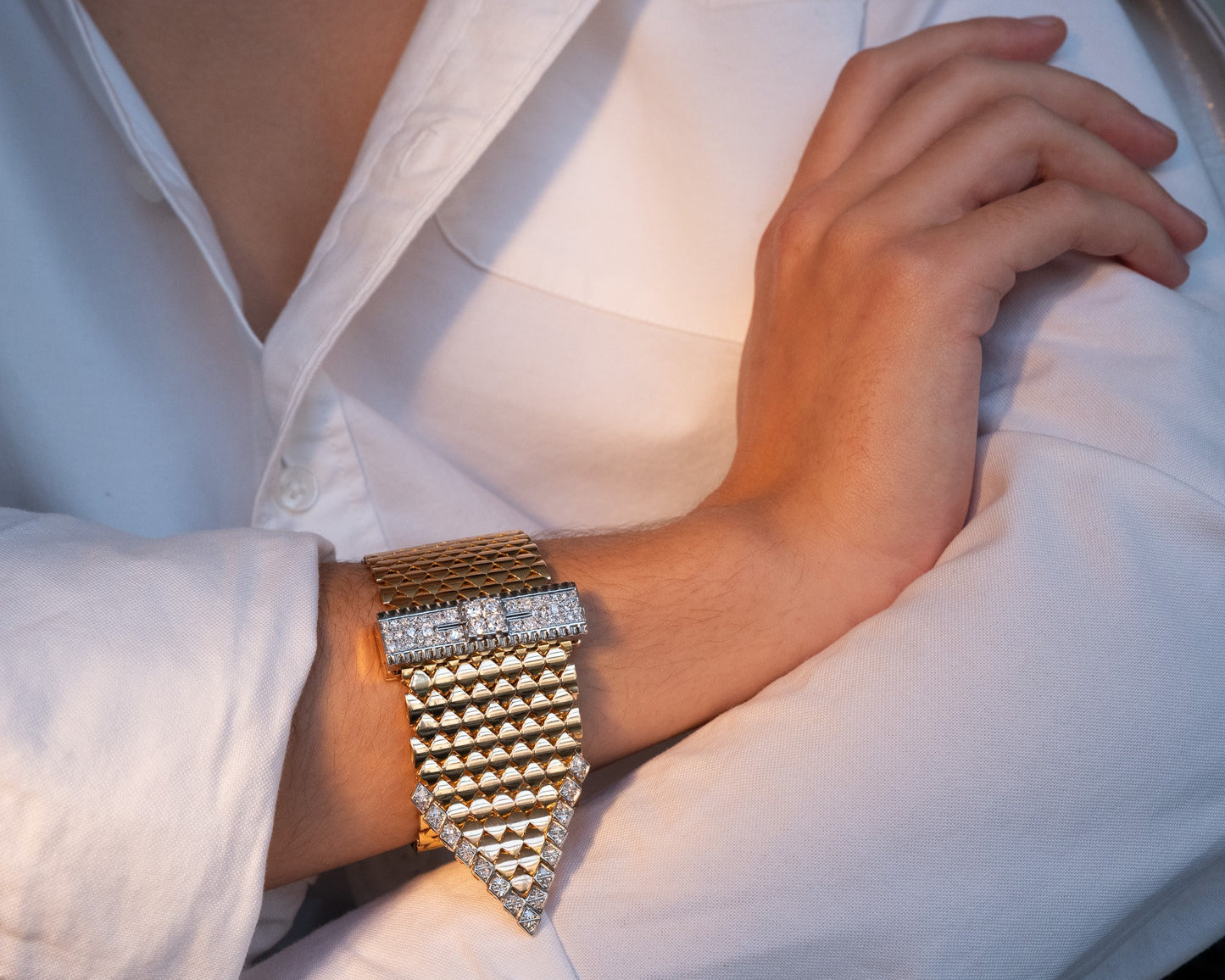 Vintage 18ct Gold Buckle Bracelet with Diamonds